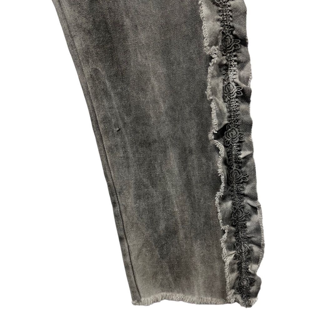 POL | Anthropologie Jeans Pol Ruffle Side Crochet Trim Mid Rise Cropped Gray M - Picture 8 of 12